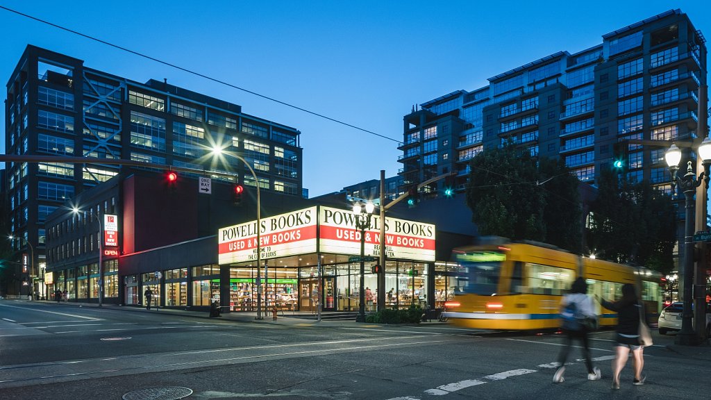 Powell's Books - exterior at night